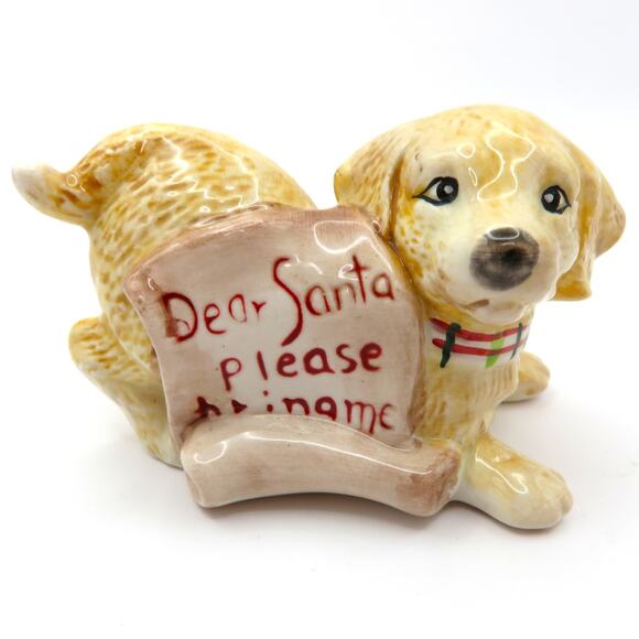 Fitz & Floyd Dear Santa Puppy Figurines Set of 2 Ceramic Christmas Holiday Decor - Picture 3 of 15